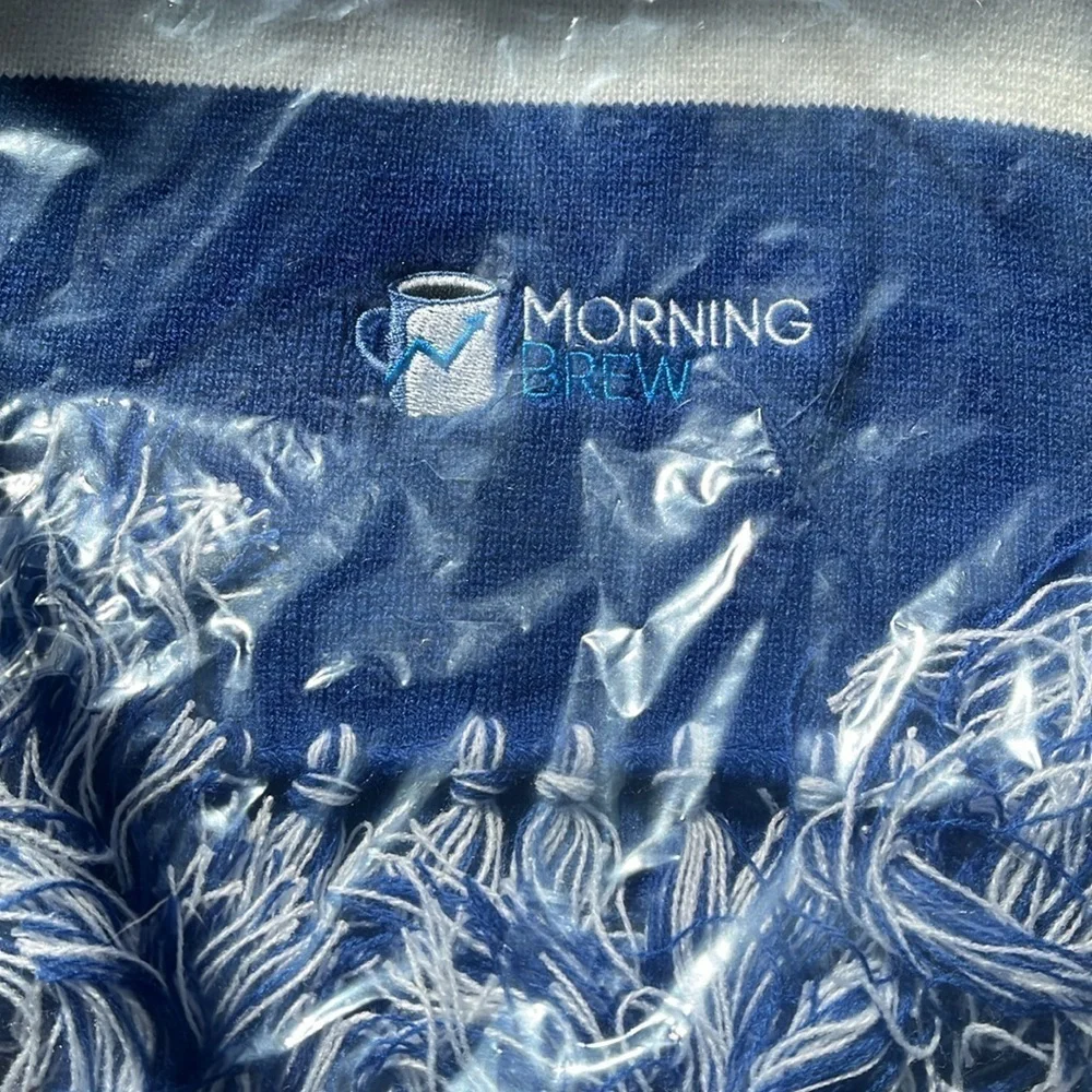 morning brew blue and white unisex preppy winter scarf